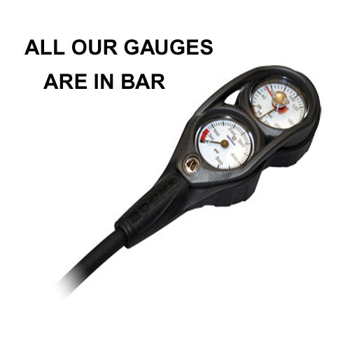 APEKS PRESSURE AND DEPTH GAUGE WITH RUBBER HOSE - IN STOCK